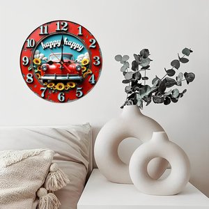 <b>Round</b> Wooden Wall Clock 25Cm Vintage Quiet Quartz Living Room Decor - Product Image 3