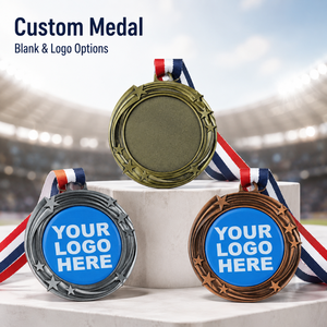 Blank Medal Wholesale Zinc Alloy Sports Award Medals Ready Stock Custom Logo Medal With <b>Ribbon</b> No MOQ Supplier - Product Image 1