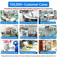 Machine de scellage entièrement automatique pour coupelles de sauce chili, coupelles, boîtes, bouteilles, seaux et bidons de qualité alimentaire, pour produits tels que sérums, masques et essences, avec scellage de 350 mm