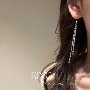King Silver Jewelry Tassel Drop <b>Earrings</b> 925 Sterling Silver Plated Gold Party <b>Fine</b> Dangle <b>Earrings</b> - Product Image 3