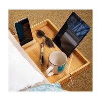Étagère de chevet en bambou à deux niveaux, sur mesure, avec plateau amovible pour outils