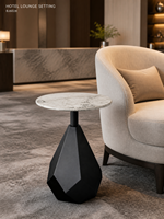 Table basse portable moderne en dalle de roche avec piétement en fer facetté pour salon, hôtel, salle de séjour, OEM ODM, directement de l'usine