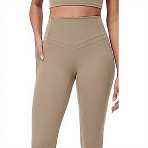 Leggings Deportivos de Cintura Alta para Mujer, Transpirables, Sin Costuras, de Color Sólido, con Bolsillos, Tejido Elástico de Spandex - Product Image 1