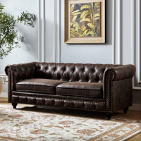 Italienische Sofas Stil Möbel Sofa Set für Wohnzimmer Ecke moderne 3-Sitzer Couch schwarz Leder Chesterfield Sofa
