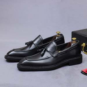 Zapatos Formales de Negocios con Flecos para Hombre, Estilo 2025, de Cuero Genuino, Punta Cuadrada, Antideslizantes e Impermeables - Product Image 2