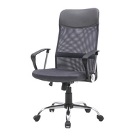 Anji Chaise de bureau confortable à dossier haut Design exécutif ergonomique Appui-tête réglable en maille pivotant confortable en mousse métallique Fer
