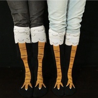 Chaussettes originales en forme de cuisse de poulet pour femmes et unisexe, chaussettes hautes amusantes en gros