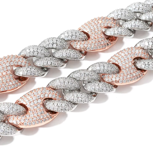 สร้อยคอแฟชั่นฮิปฮอปแบบคิวบันประดับเพชรซิร์คอนขนาดเล็ก 20 มม. สองสี รุ่นใหม่ สร้อยคอแฟชั่น Lijing Tanjing - Product Image 3