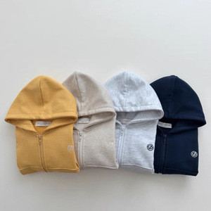 Automne enfants décontracté solide sweat fermeture éclair <span class=keywords><strong>Cardigan</strong></span> polyvalent à capuche pantalons longs ensemble deux pièces - Product Image 1