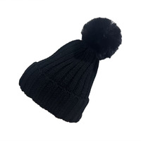 Bonnet d'hiver chaud en tricot uni pour adulte avec pompon, unisexe, à revers, pour l'extérieur et les cadeaux promotionnels