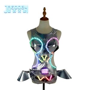 Disfraces luminosos LED para mujer, barra <span class=keywords><strong>de</strong></span> <span class=keywords><strong>noche</strong></span> europea y americana, ds fluorescente, sexy, dj, cantante, accesorios <span class=keywords><strong>de</strong></span> fiesta - Product Image 1