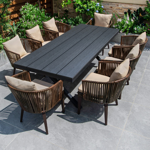 Juego de Muebles de <span class=keywords><strong>Comedor</strong></span> <span class=keywords><strong>para</strong></span> Exterior de Diseño Moderno, Rectangular, Negro, de WPC, <span class=keywords><strong>para</strong></span> <span class=keywords><strong>8</strong></span> <span class=keywords><strong>Personas</strong></span>, Mesa y Sillas, <span class=keywords><strong>para</strong></span> Villas y Hoteles - Product Image 1