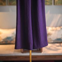 Pantalon long pour femme OEM en satin motif tortue, taille élastique, coupe droite, amincissant, confortable, jambe large, violet, en fil Xiangyun 5558