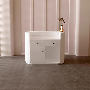 Meja Resepsionis Lengkung Kecil untuk Salon Kuku dan Rambut, Meja Kasir Bundar Khusus - Product Image 3