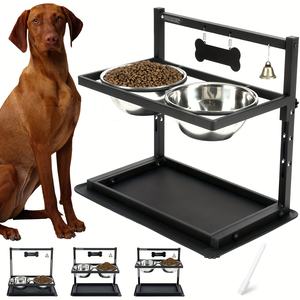 Elevated <b>Dog</b> <b>Bowls</b> Stand with Stainless Steel <b>Bowls</b> and Silicone <b>Mat</b> for Large & Medium <b>Dogs</b> - Product Image 2