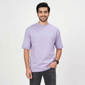 Nouveaux T-shirts longs surdimensionnés pour hommes en coton lourd 100% avec logo personnalisé, respirants, écologiques, en tissu tricoté de couleur unie - Product Image 1