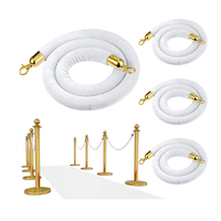 Cordes de stanchion en velours blanches, corde de contrôle de foule, barrière de sécurité pour file d'attente avec crochet doré, corde VIP pour la décoration d'événements de fête