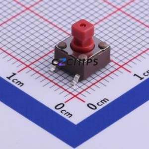 DTSM-648R-S-V-T/R Tactile Switch SMD-4P,6.2x6.2mm Switch Single Pole Single Throw Rectangle Button Vertical Mount 6.2mm - Product Image 1