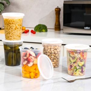 Disposable Plastic Food Storage Soup <b>Containers</b> Lids 8oz 12oz 16oz 24oz 32oz Clear Airtight Microwavable High Temperature - Product Image 3
