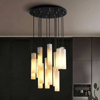 Lustre suspendu créatif en albâtre, abat-jour cylindrique en marbre, lampe suspendue pour hôtel, salle à manger, îlot de cuisine, décoration