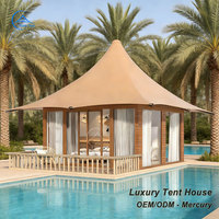 Tente de luxe de style villa de 25 m² avec salle de bain, Glamping de luxe pour une retraite de vacances