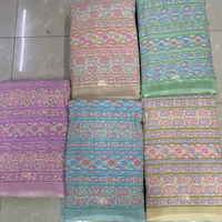 Tissu Georgette Brodé Premium avec Motif Renard, Matière de Gros pour la Confection de Sarees, Costumes, Kurtis et Vêtements de Mariage pour Boutiques et Designers