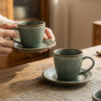 Ensemble de tasses à café en céramique à effet glaçure changeante, mugs vintage pour le bureau, tasses à eau, tasses à petit-déjeuner, design élégant, compatibles lave-vaisselle et micro-ondes