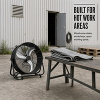 Ventilateur de sol électrique industriel, construction métallique, haute vitesse, 3 vitesses, utilisation extérieure, commerciale et domestique, emballage en boîte couleur