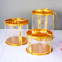 Boîte d'emballage ronde pour gâteau, prix raisonnable, prix de gros, boîte ronde transparente dorée pour gâteau
