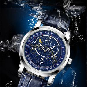 Reloj de Pulsera de Cuero Vacuno Auténtico con Diseño de Cielo Estrellado, Reloj Automático Luminoso para Hombre, Resistente al Agua hasta 30 m - Product Image 5