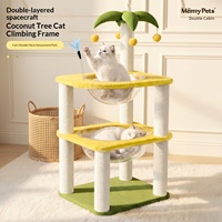 Meilleures ventes : Arbre à chat en bois multi-niveaux en forme de cocotier avec hamac et griffoir, pour l'activité, le jeu et le repos des animaux domestiques en intérieur