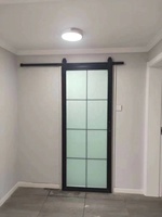 Puerta de vidrio estriado esmerilado interior de vidrio doble moderna al por mayor con rejillas