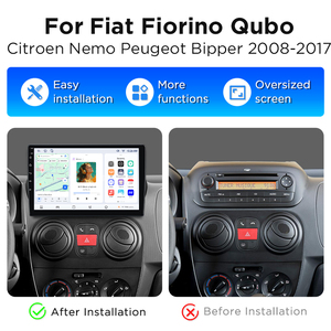 Autoradio sans fil Junsun Carplay pour Citroen Nemo Peugeot Bipper Fiat Fiorino Qubo 2008 Système de navigation GPS pour voiture Stéréo automobile - Product Image 2