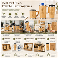 Ensemble de tasses en bambou personnalisées, tasses à café réutilisables avec logo personnalisé pour les cadeaux d'entreprise et les acheteurs de marques éco-responsables