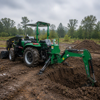 Traktor Backhoe pengangkut roda 4 "Mini 4x4 traktor kompak pemuat bumi bergerak Diesel dengan ember dan Backhoe
