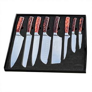 Coffret Cadeau de Couteaux de Cuisine Écologiques OEM avec Emballage Personnalisable – Couteau de Chef, Hachoir, Couteau à Saumon, Couteau Nakiri, Couteau à Poisson, Couteau à Sashimi - Product Image 3