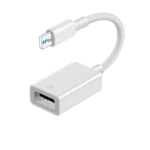 Adaptor kabel, untuk IOS Male ke USB 3.0 Female 8 Pin USB kamera OTG kabel adaptor untuk iPhone 15/14/13 pro adaptor sinkronisasi Data