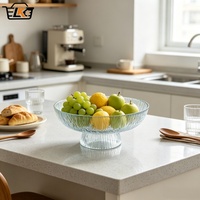 Vente en gros de bols à pied en verre côtelé transparent, à large ouverture, pour fruits, salades, desserts, pour la maison, les restaurants, les hôtels, la vaisselle de table
