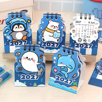 Calendrier de bureau mini 2027 animaux mignons, forme irrégulière, reliure spirale, calendrier de table portable, papeterie étudiante, vente en gros