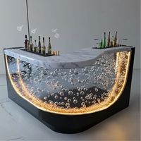 Comptoir de bar moderne pour hôtel, restaurant, bar, design LED, dessus en onyx translucide, marbre, or, en forme de U, pour boîte de nuit