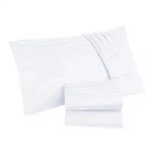 酒店豪华4件多臂达克条纹白色床单套装超软超细纤维床单