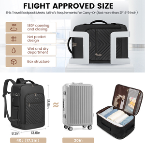 LOVEVOOK - Mochila de Viaje Grande y Resistente de 40L y 17 Pulgadas con Organizador <span class=keywords><strong>para</strong></span> Portátil y Senderismo, Impermeable, Unisex - Product Image 2