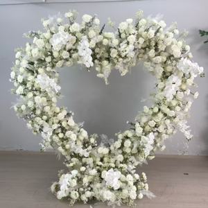 S1090 Arreglo Floral Artificial para Boda, Fondo de Rosas de Seda con Corazón Rojo para Decoración de Fiestas de Boda - Product Image 3