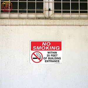 Panneau d'interdiction de fumer haute visibilité à moins de 25 <span class=keywords><strong>pieds</strong></span>, panneau d'avertissement réfléchissant en aluminium pour la sécurité des entrées de bâtiments - Product Image 1