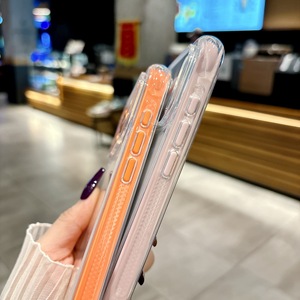 Coque rainurée en TPU 2.0 épaissie pour iPhone 17 Pro, transparente, protection intégrale deux-en-un avec bords colorés pour 12/13/16 - Product Image 5