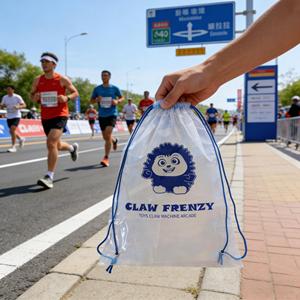 Sac à dos personnalisé transparent en PE avec cordon de serrage pour machine à griffes, sac promotionnel pour jouets d'arcade, rangement d'équipement sportif et de gym - Product Image 5
