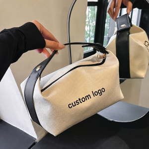 Eco-Friendly Reusable Cosmetics <b>Bag</b> Cotton Zipper Medium Capacity Logo Custom Printing Canvas Makeup <b>Bag</b> - Product Image 1