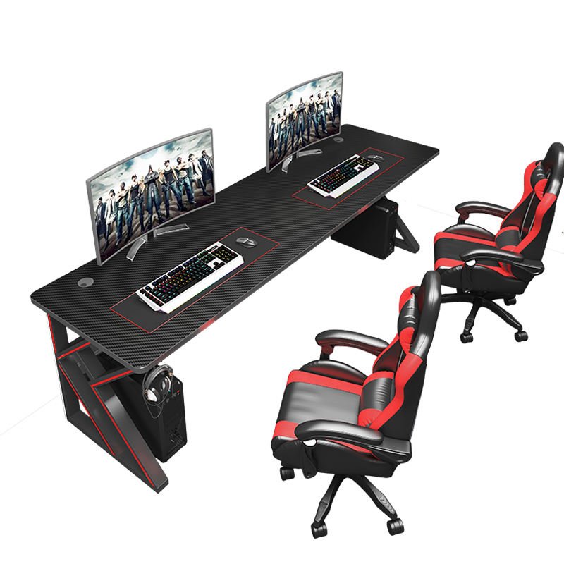 YQ Forever Competition Racing Gaming Desk | RGB LED Computer Table with Carbon Fiber Surface, Ergonomic Design, Cup Holder & Headphone Hook – Esports Workstation for Gamers (Qatar)