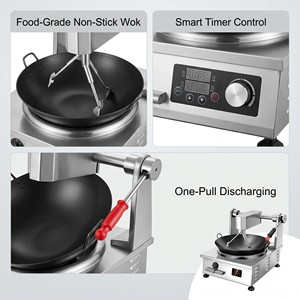 Commercial Induction Automatic Wok Stirrer <b>Machine</b> with Digital Timer for Cloud Kitchens Restaurants and Catering - Product Image 4