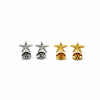 Petites boucles d'oreilles en forme d'étoile en laiton Kirin, plaquées rhodium, pour femme